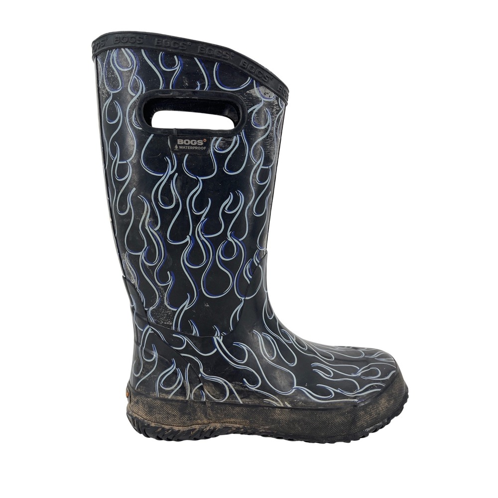 BOGS Youth Black Flame‎ Pattern Waterproof Rain Boots Size Youth 4 EU 37